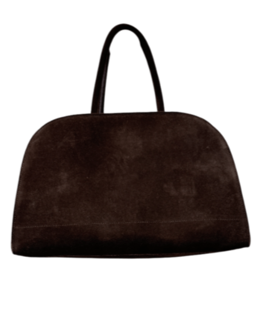 ASOS Real Suede Bowler Tote Bag In Chocolate Brown - Reliked