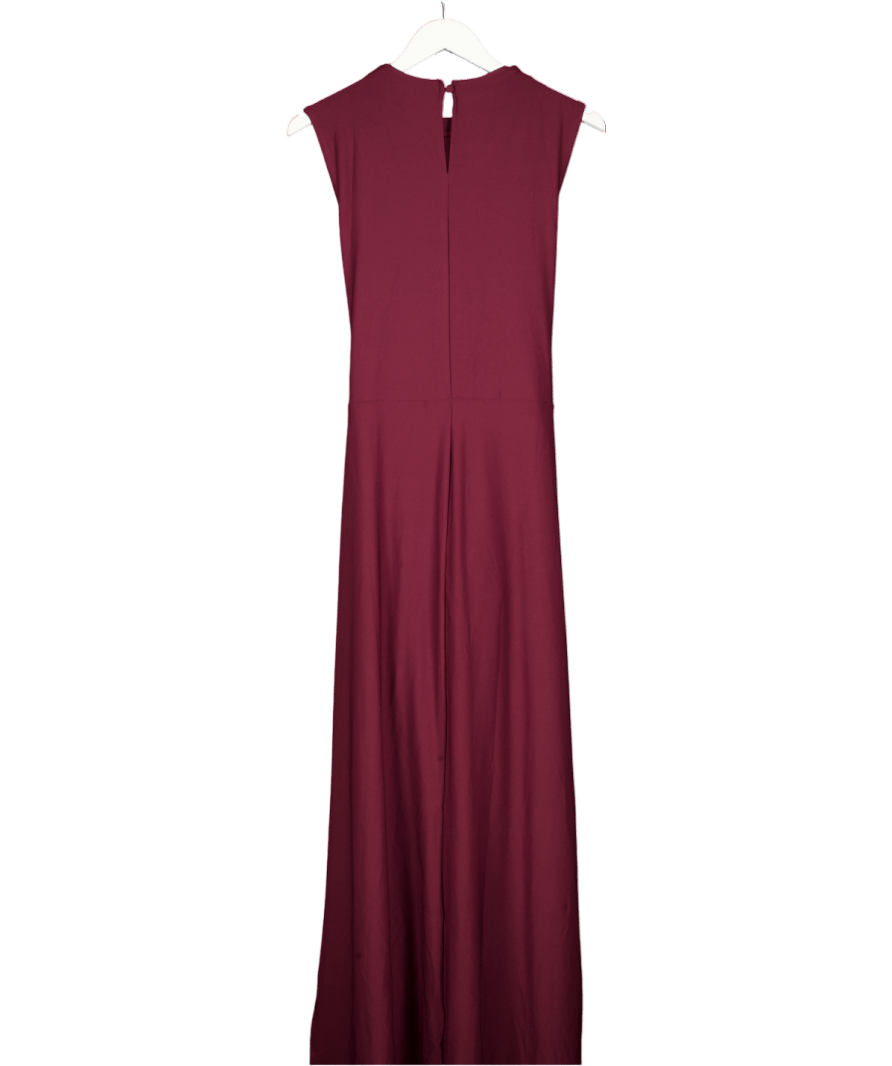 ASOS Red Premium Sleeveless Knot Front Maxi Dress In Burgundy UK 18 - Reliked