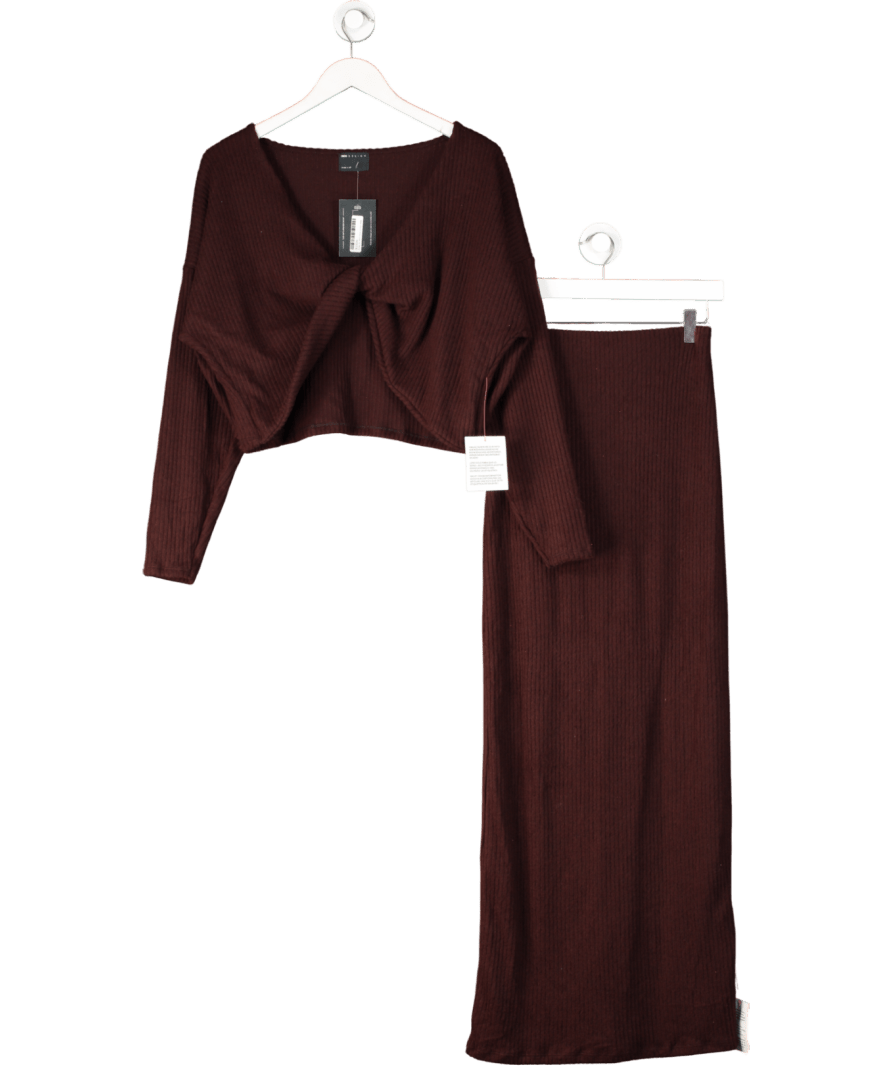 ASOS Red Ribbed V - neck Twist Top And Maxi Skirt UK S - Reliked