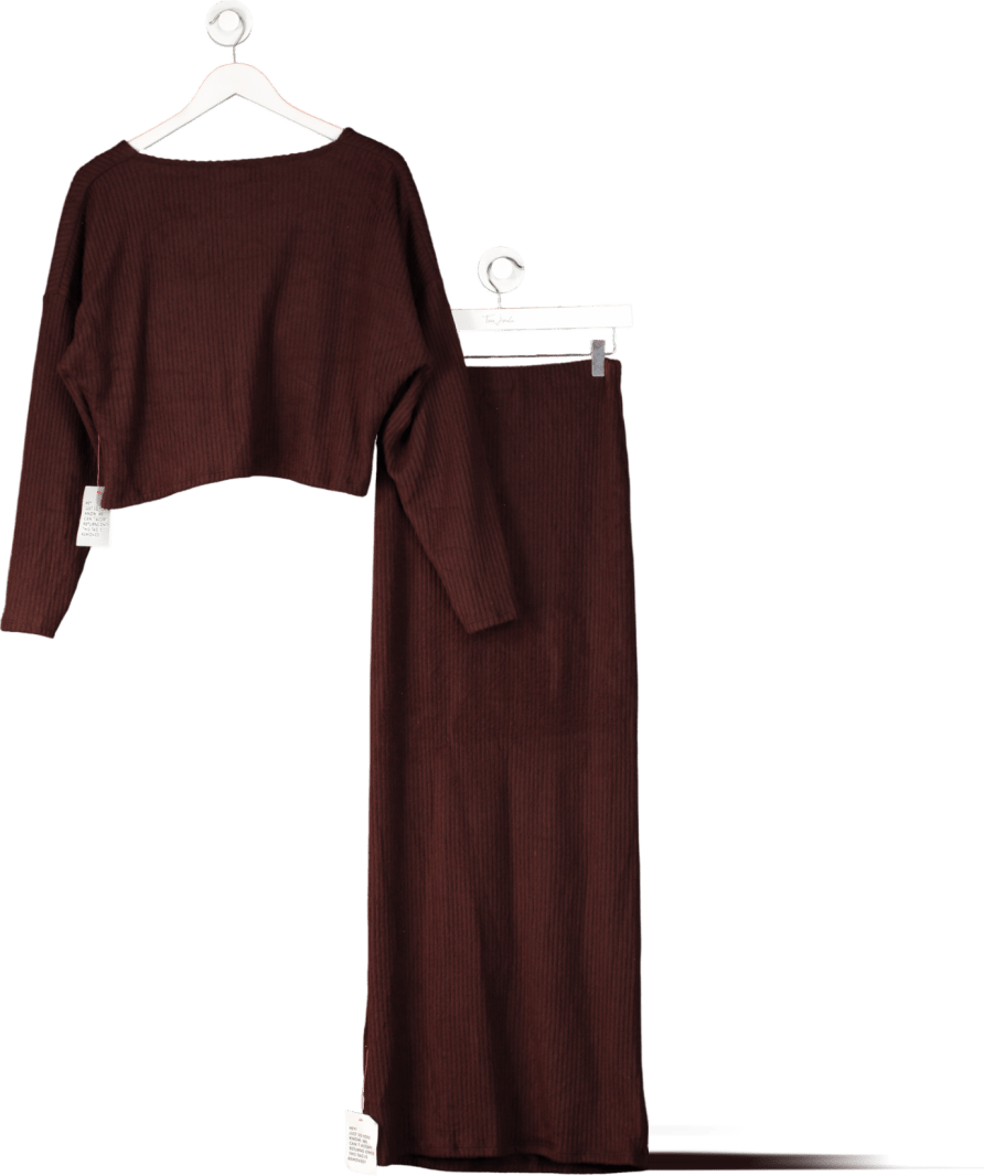 ASOS Red Ribbed V - neck Twist Top And Maxi Skirt UK S - Reliked