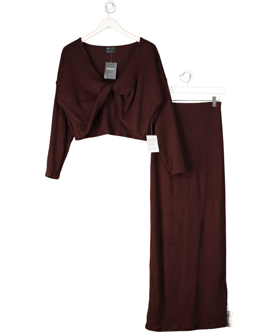 ASOS Red Ribbed V - neck Twist Top And Maxi Skirt UK S - Reliked