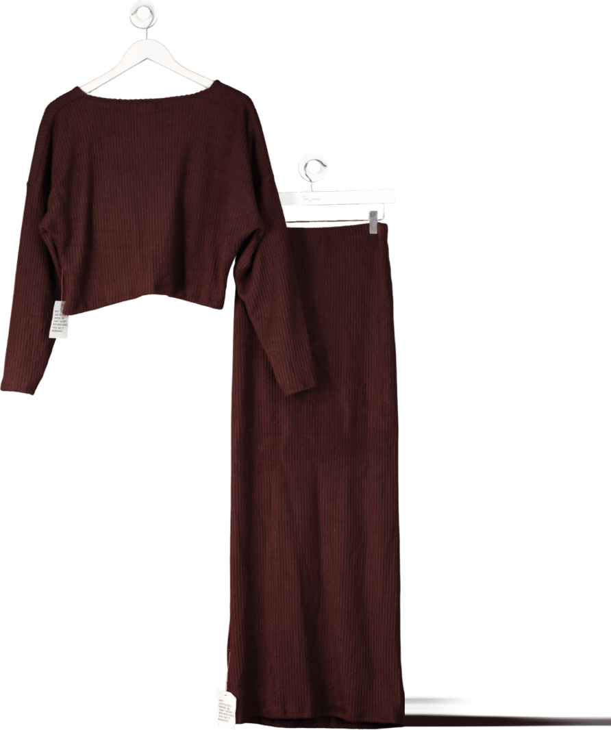 ASOS Red Ribbed V - neck Twist Top And Maxi Skirt UK S - Reliked