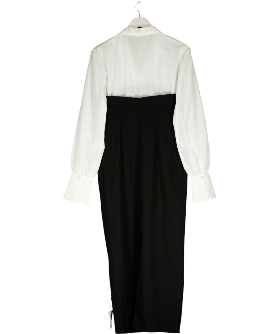 ASOS White Bengaline Bandeau Midi Dress With Contrast Undershirt UK 12 - Reliked