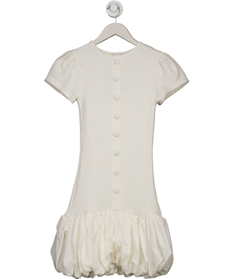 ASOS White Bubble Hem Button Down Mini Dress UK XS - Reliked