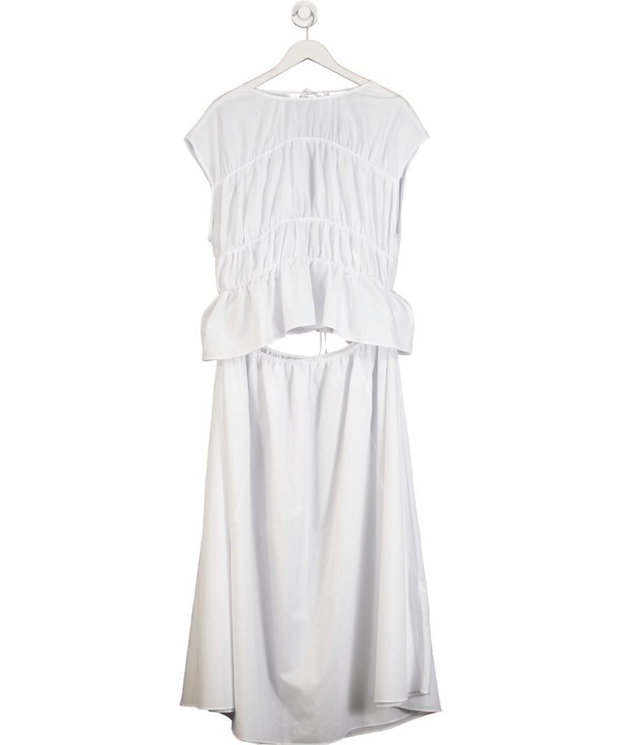 ASOS White Ruched Panel Maxi Dress UK 18 - Reliked
