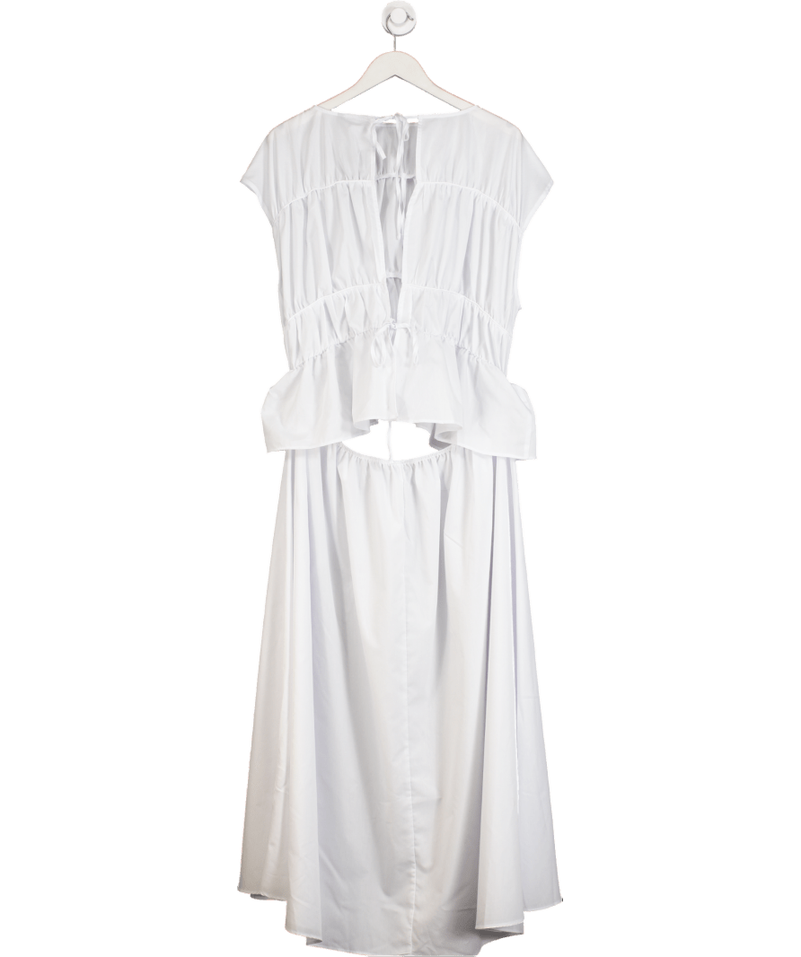 ASOS White Ruched Panel Maxi Dress UK 18 - Reliked