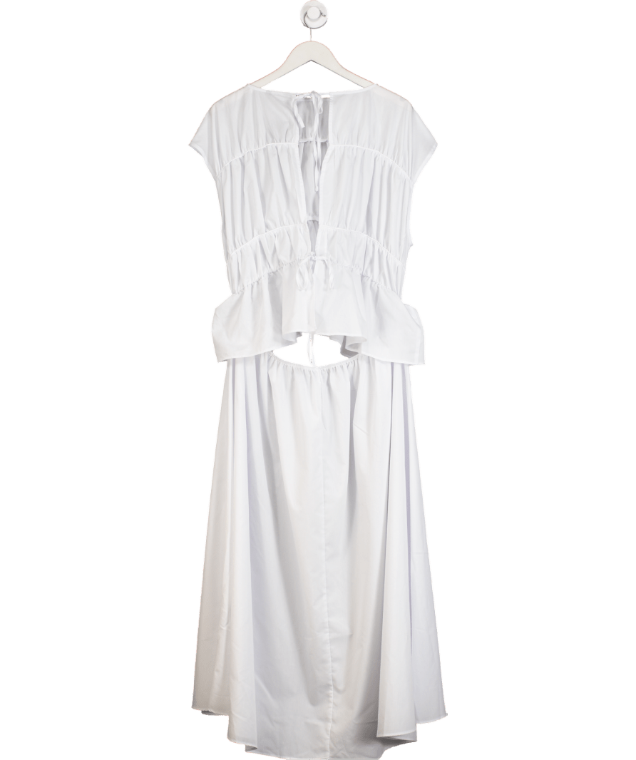 ASOS White Ruched Panel Maxi Dress UK 18 - Reliked