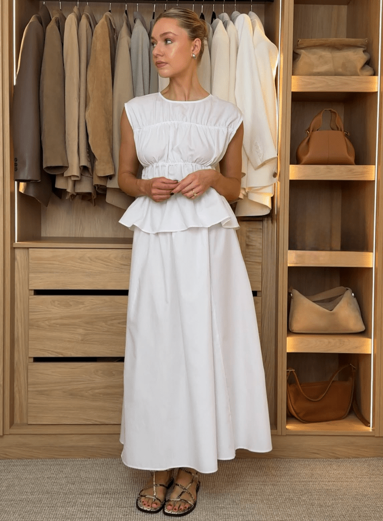 ASOS White Ruched Panelled Maxi Dress UK 8 - Reliked