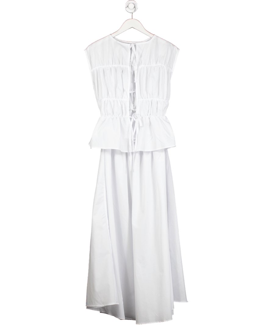 ASOS White Ruched Panelled Maxi Dress UK 8 - Reliked