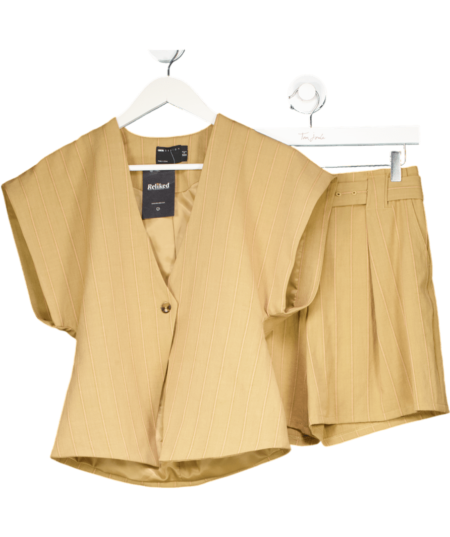 ASOS Yellow 2 - piece Tailored Wrap Waistcoat And Belted Short Co - ord Set UK 6 - Reliked