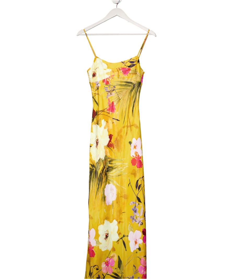 ASOS Yellow Floral Satin Cami Maxi Dress UK 8 - Reliked