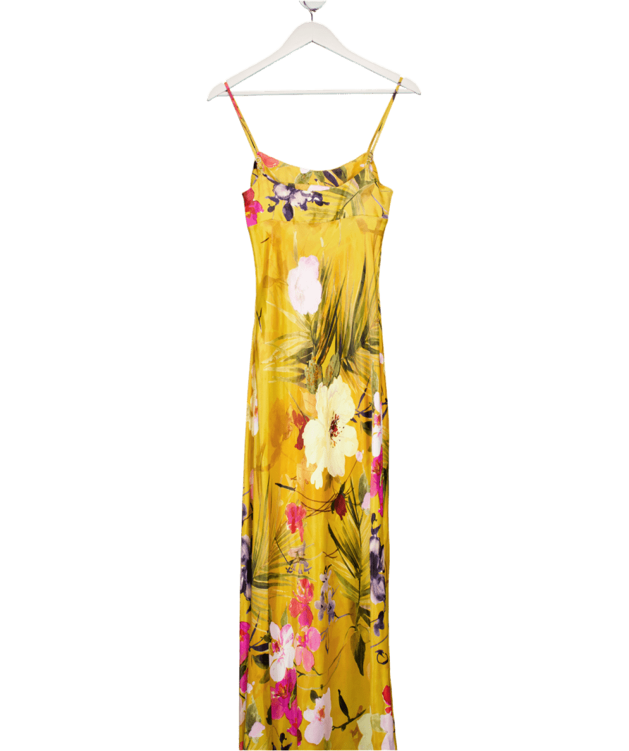ASOS Yellow Floral Satin Cami Maxi Dress UK 8 - Reliked