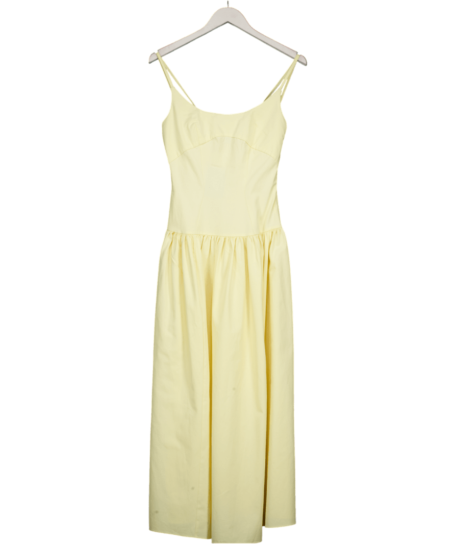 ASOS Yellow Premium Strappy Seam Detail Dropped Waist Midi Dress UK 6 - Reliked