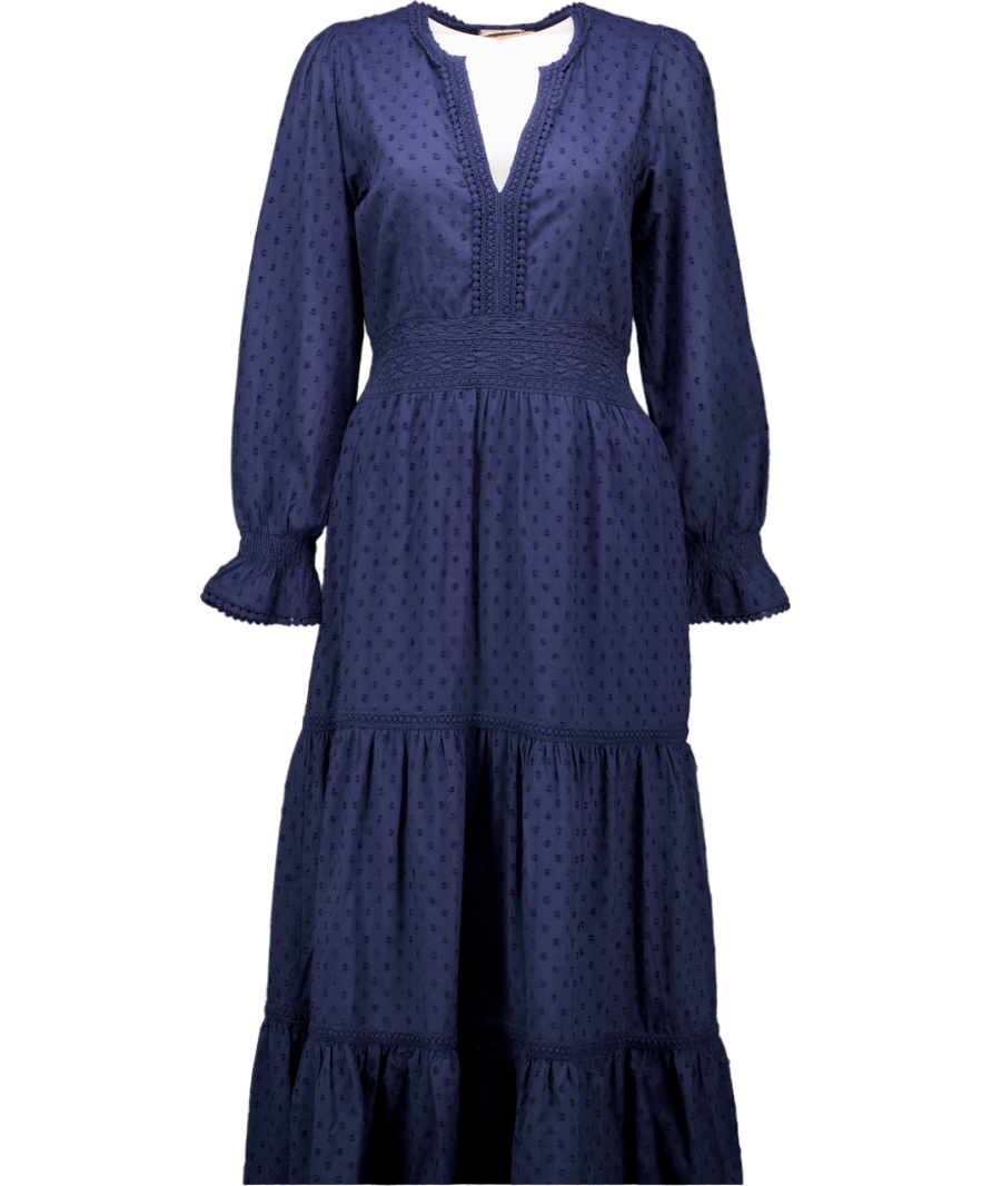 Aspiga Blue Purdie Organic Cotton Dobby Dress UK M - Reliked