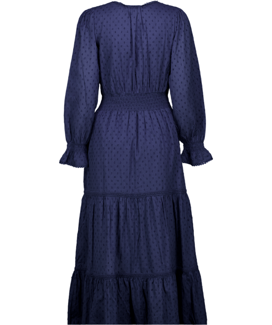 Aspiga Blue Purdie Organic Cotton Dobby Dress UK M - Reliked