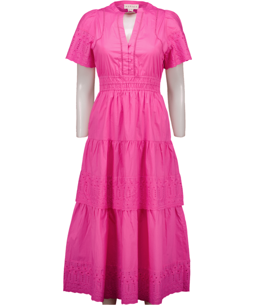 Aspiga Pink Sienna Broderie Anglaise Dress UK XS - Reliked