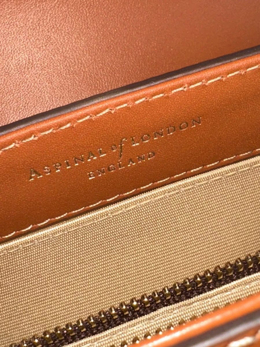 Aspinal of London Natural Raffia & Smooth Tan Leather Clutch bag - Reliked