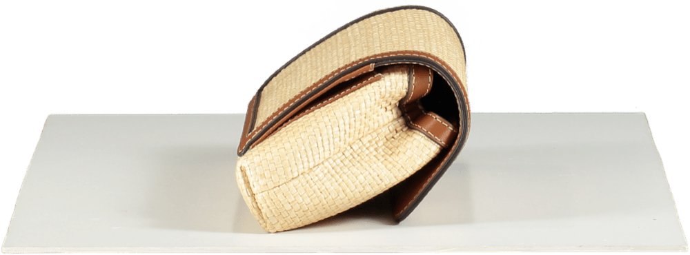 Aspinal of London Natural Raffia & Smooth Tan Leather Clutch bag - Reliked