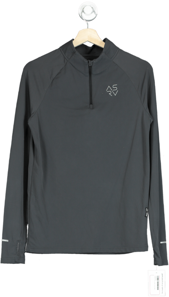 ASRV Black Quarter - Zip Long Sleeve Top UK M - Reliked