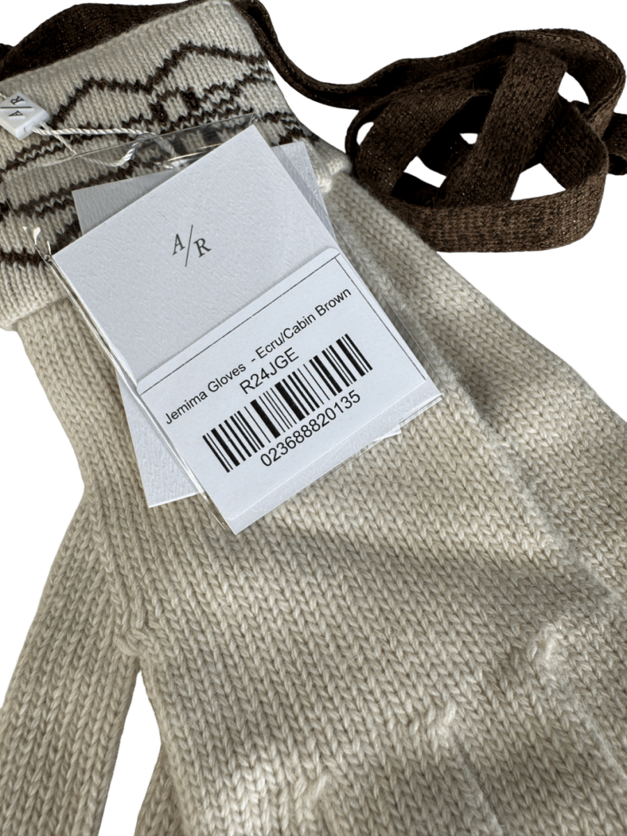 Asta Resort Beige Jemima Wool / Cashmere Blend Gloves - Ecru/cabin Brown - Reliked