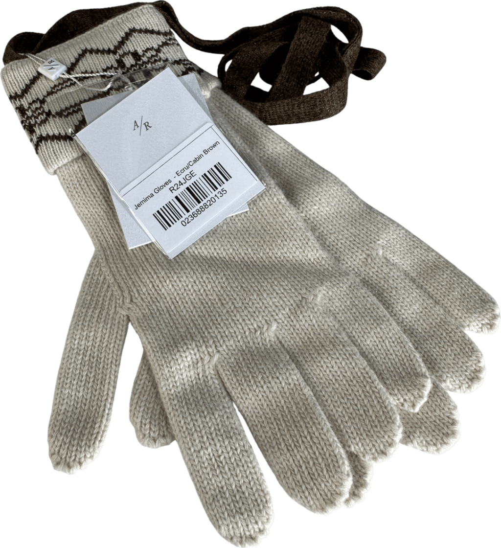 Asta Resort Beige Jemima Wool / Cashmere Blend Gloves - Ecru/cabin Brown - Reliked