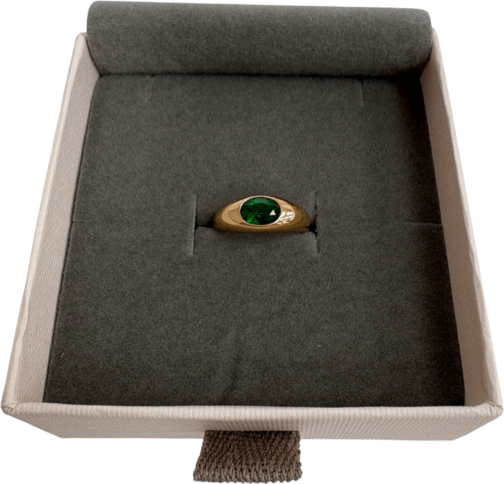 Astrid & Miyu Dome 18ct Gold Plated Sterling Silver And Topaz Ring Size F - Reliked