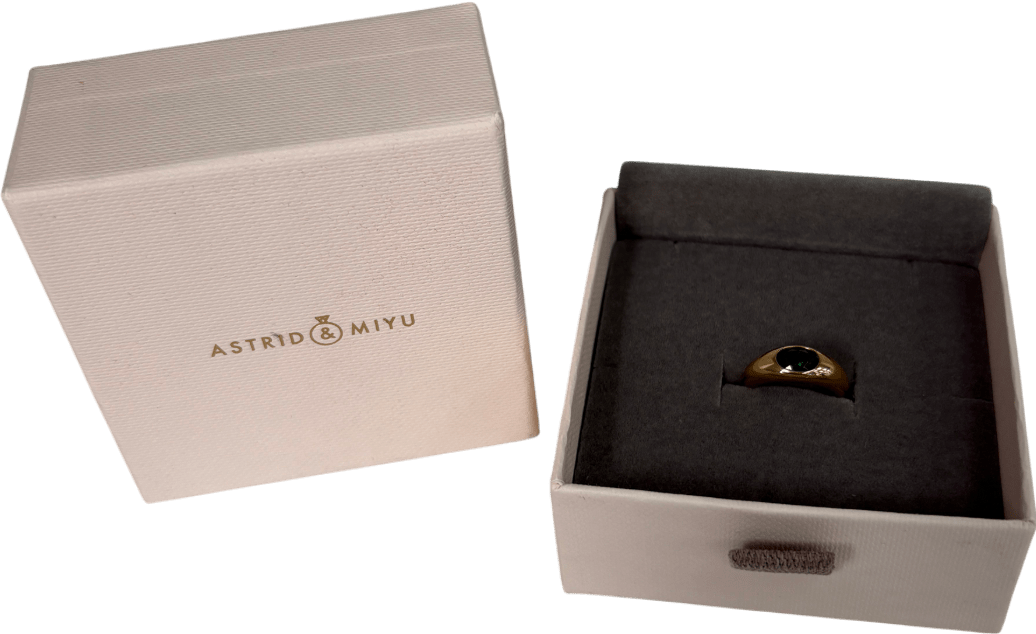 Astrid & Miyu Dome 18ct Gold Plated Sterling Silver And Topaz Ring Size F - Reliked