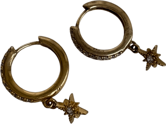 Astrid & Miyu Star Charm 18kt Gold Plated Hoop Earrings - Reliked