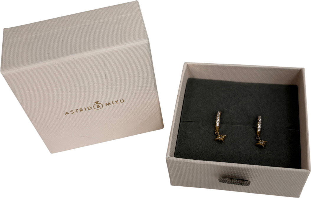 Astrid & Miyu Star Charm 18kt Gold Plated Hoop Earrings - Reliked