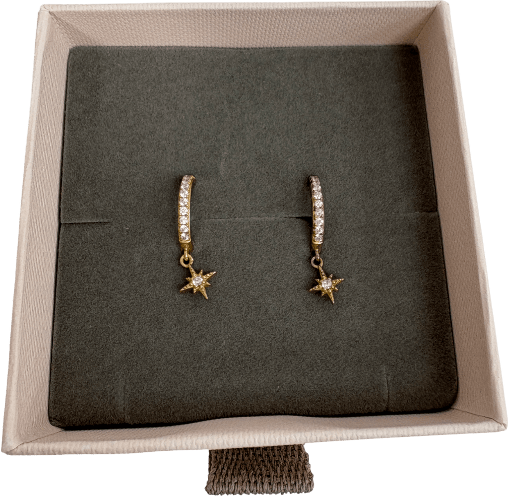 Astrid & Miyu Star Charm 18kt Gold Plated Hoop Earrings - Reliked