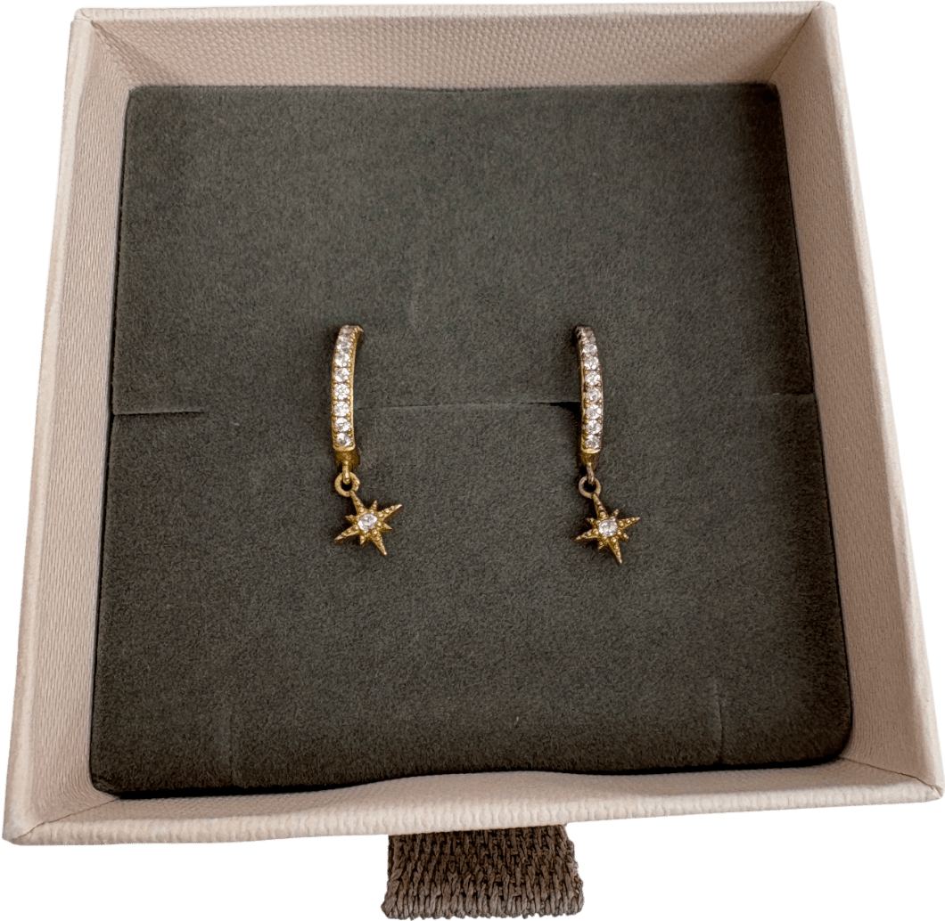 Astrid & Miyu Star Charm 18kt Gold Plated Hoop Earrings - Reliked