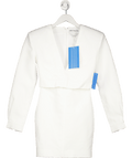 Atelier Ninety FIve White Long Sleeve Mini Dress With Shoulder Pads UK XS - Reliked