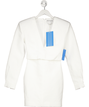 Atelier Ninety FIve White Long Sleeve Mini Dress With Shoulder Pads UK XS