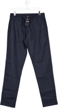 Aurelien Navy Blue Linen Seaside Trousers UK S - Reliked