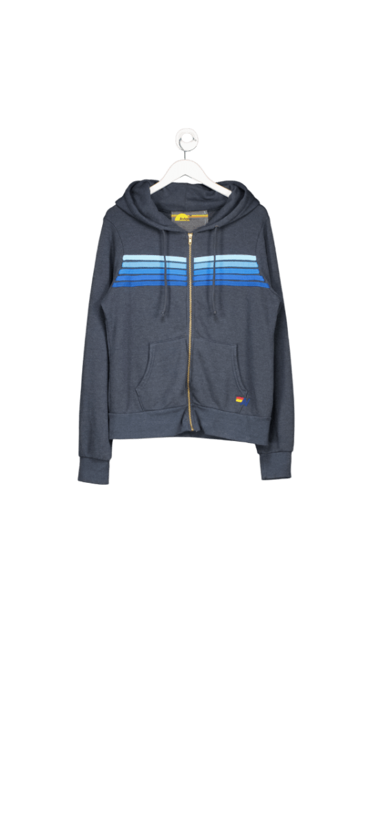 Aviator Nation Supersoft Zip Hoodie Blue UK M - Reliked