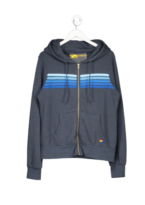 Aviator Nation Supersoft Zip Hoodie Blue UK M - Reliked