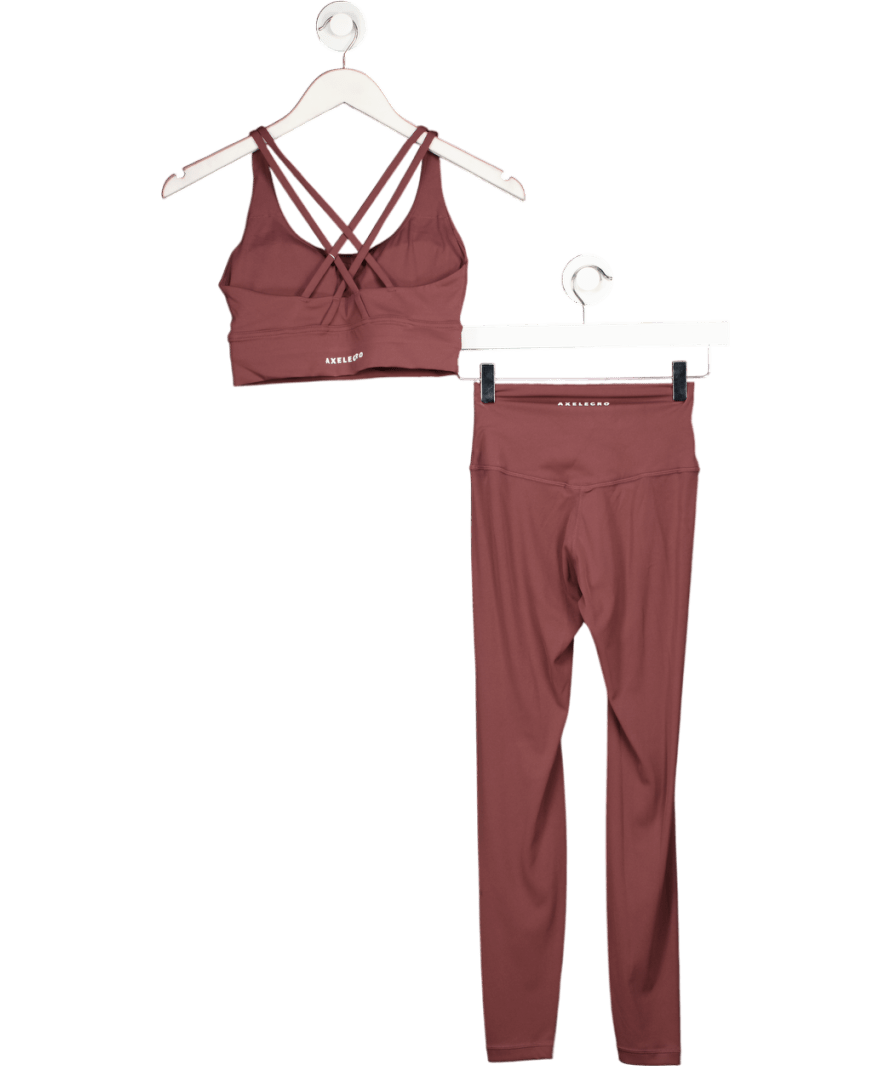 axelgro Purple Essentials Leggings And A Cross Back Bra UK S - Reliked