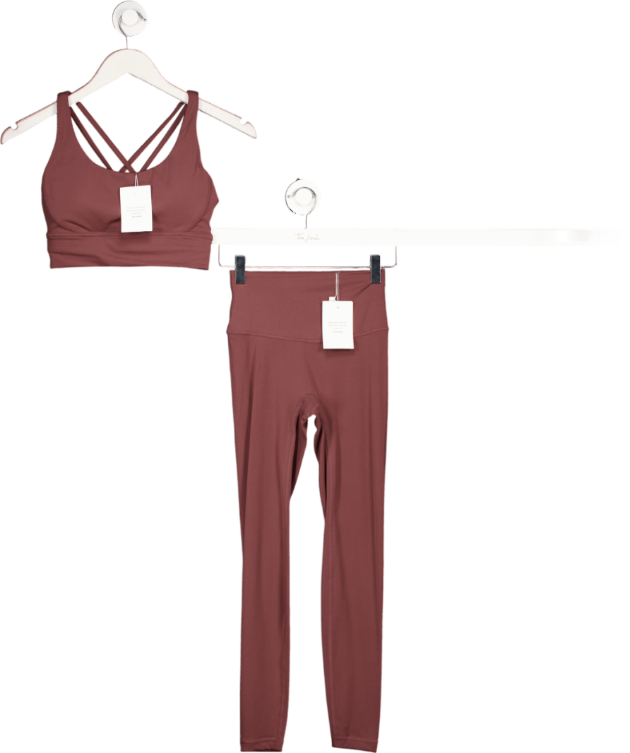 axelgro Purple Essentials Leggings And A Cross Back Bra UK S - Reliked