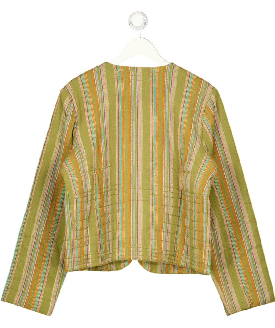 FREE PEOPLE Jacket - Green Quilted Stripe UK L