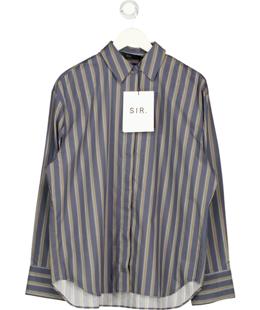 SIR. Cotton Poplin Grey Striped Oversize Milo Shirt Sz1 UK S