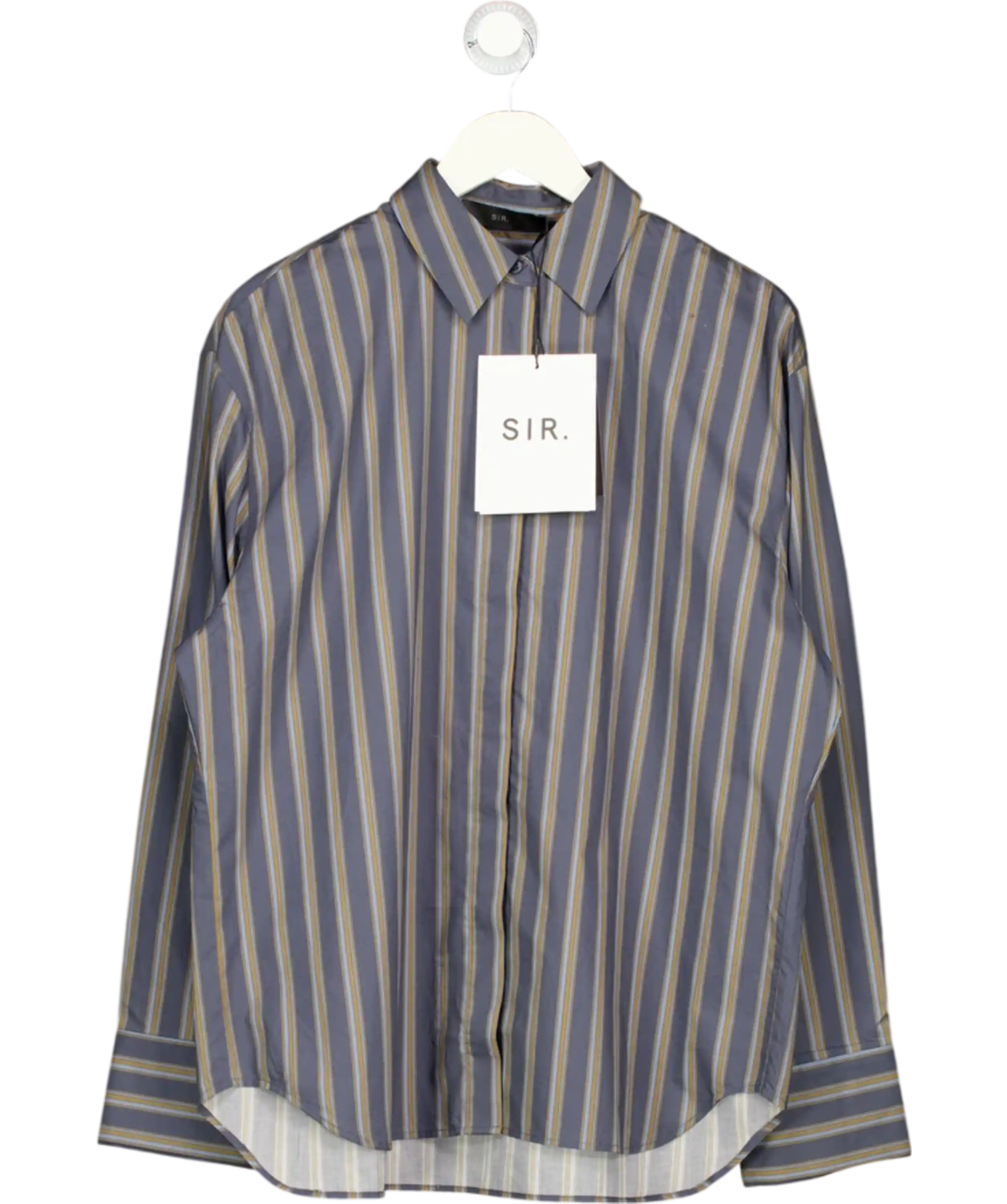 SIR. Cotton Poplin Grey Striped Oversize Milo Shirt Sz1 UK S