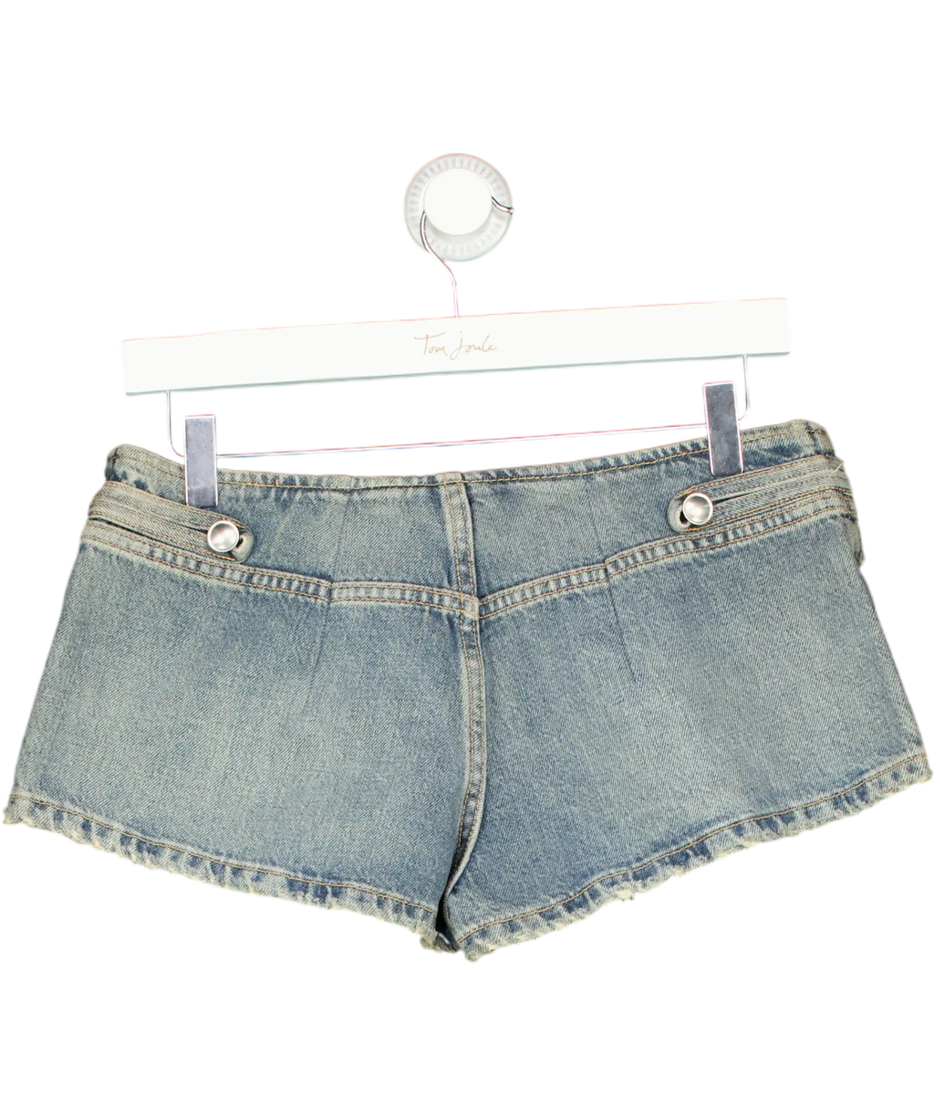 ZARA Blue Button Detail Low Waist Mini Denim Shorts UK 8