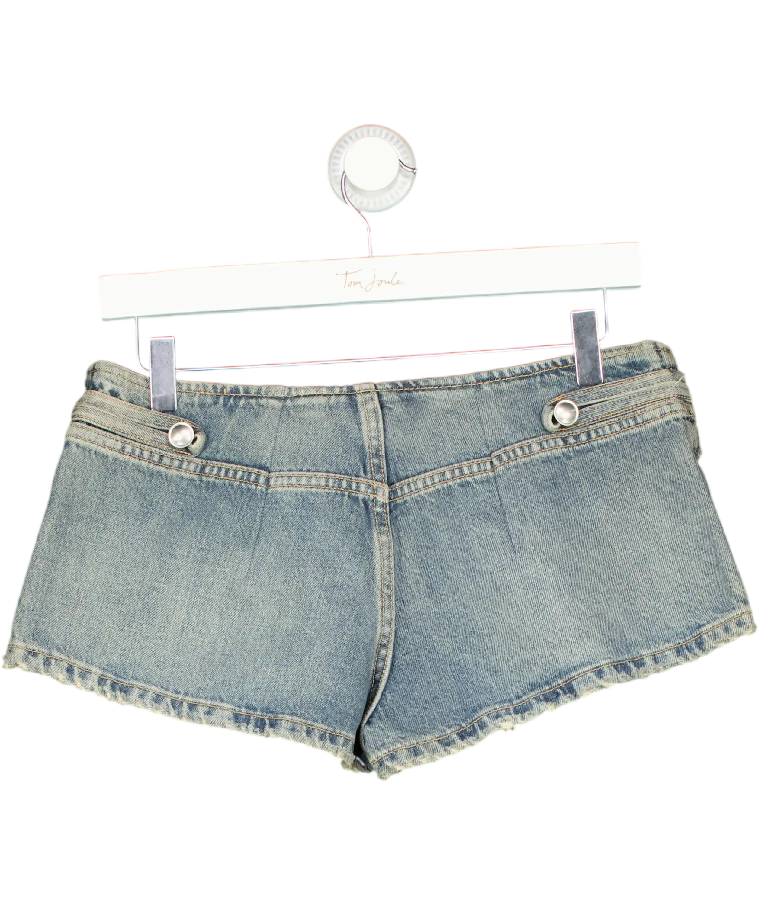 ZARA Blue Button Detail Low Waist Mini Denim Shorts UK 8