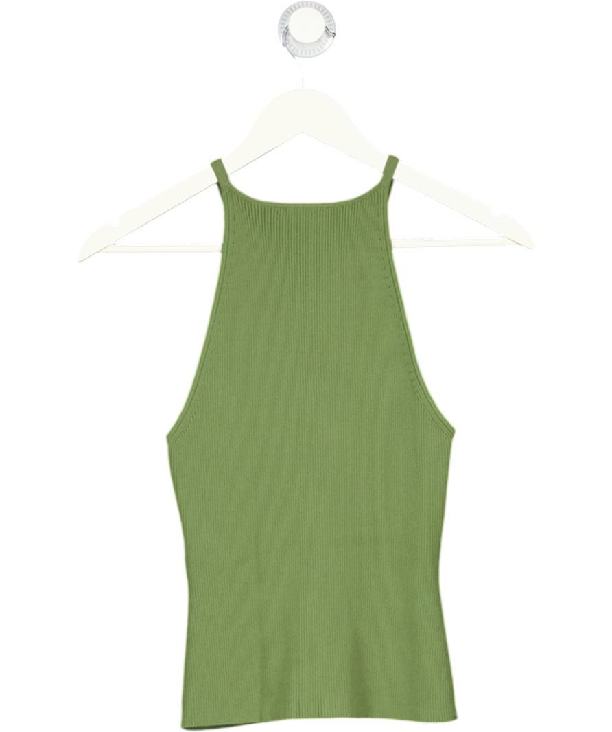Maje Green Tank Top With Embroidered Logo Sz1 UK 8