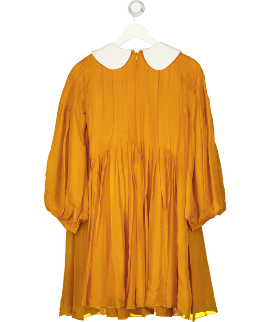 CHLOE Yellow Vintage Silk Chiffon Long Sleeve Dress With Pin-tuck Detail Fr38 UK 10