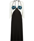 Nue Studio Black / Blue Crystal Embellished Coraline Maxi Dress UK S