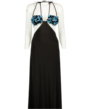 Nue Studio Black / Blue Crystal Embellished Coraline Maxi Dress UK S