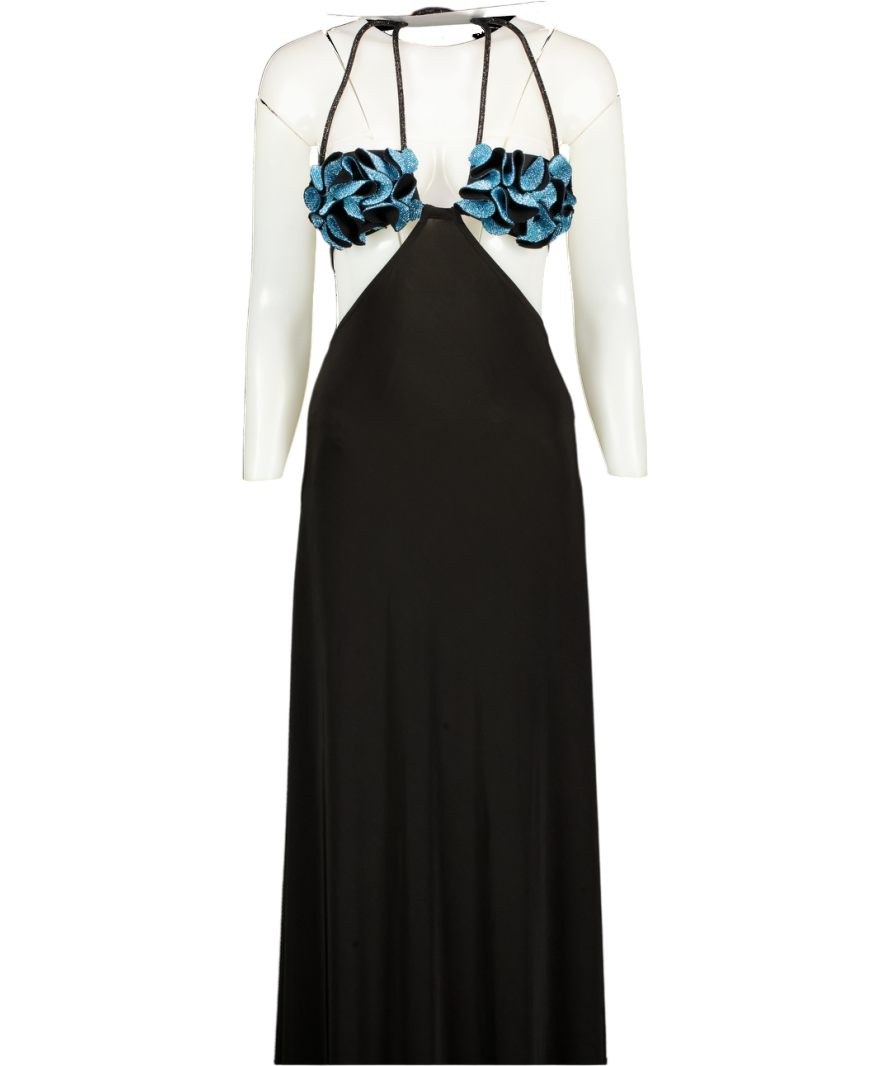 Nue Studio Black / Blue Crystal Embellished Coraline Maxi Dress UK S