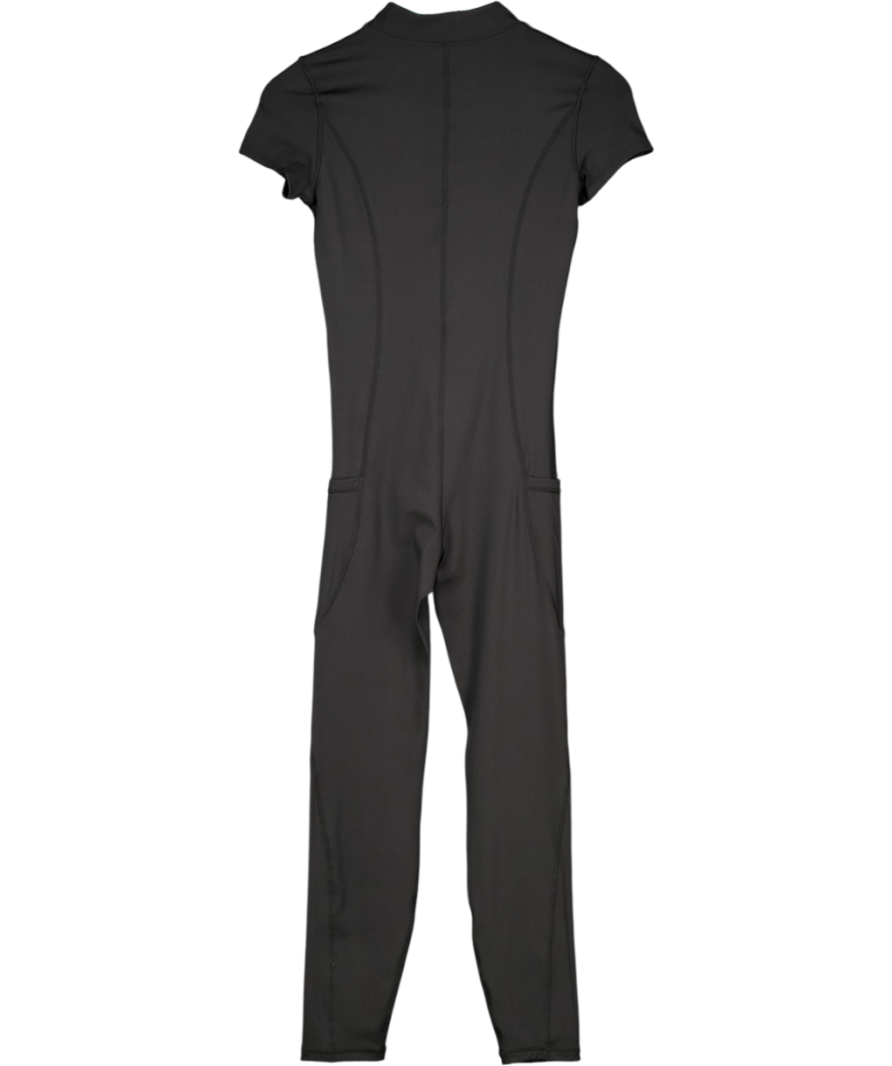 Adanola Black Full Length Short Sleeved Zip Up Unitard UK S