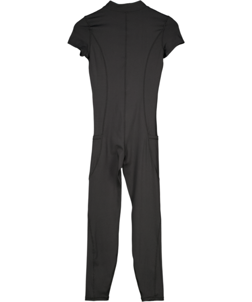 Adanola Black Full Length Short Sleeved Zip Up Unitard UK S